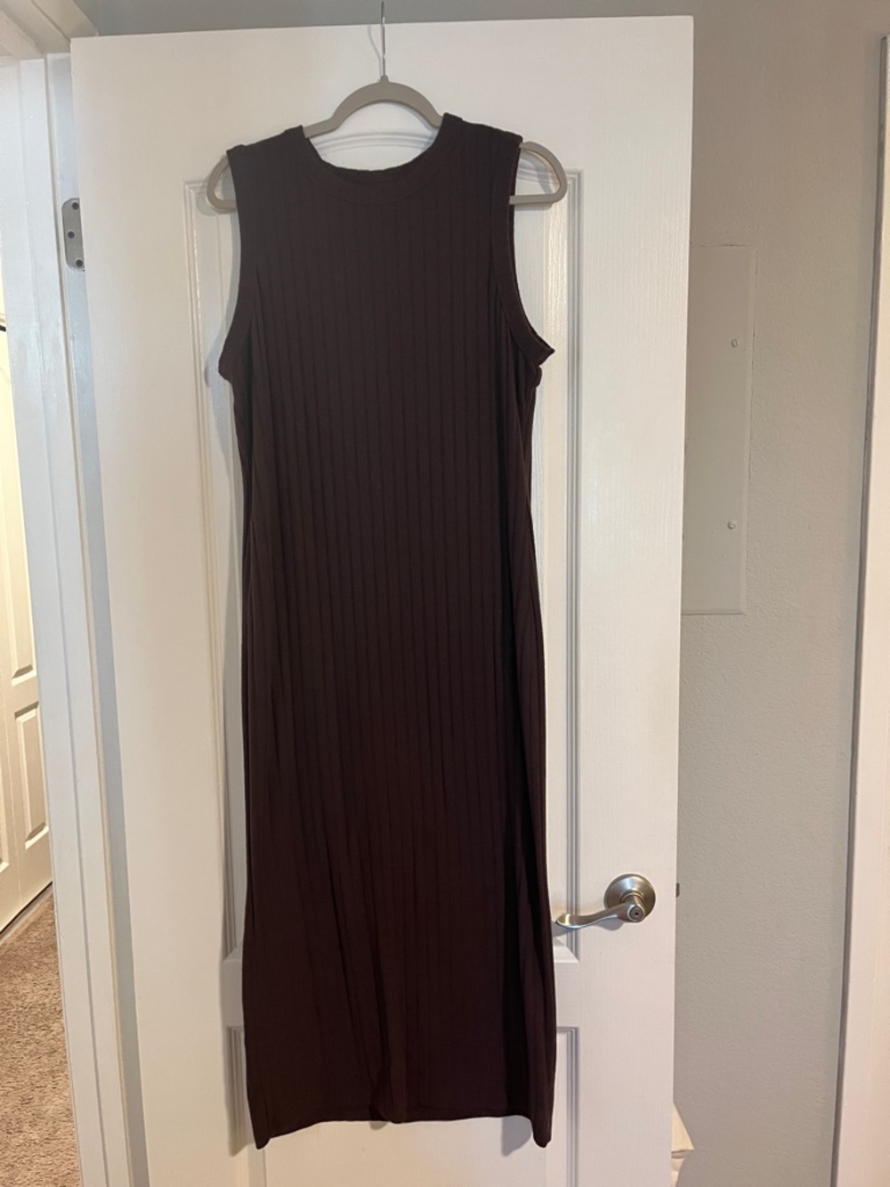 Universal Thread Sleeveless Ribbed Midi Dress - Dark Brown